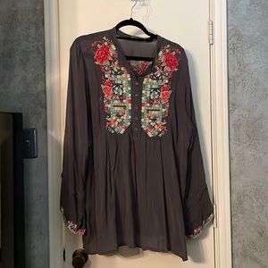 Grey Johnny Was long sleeve shirt. Side extra large.